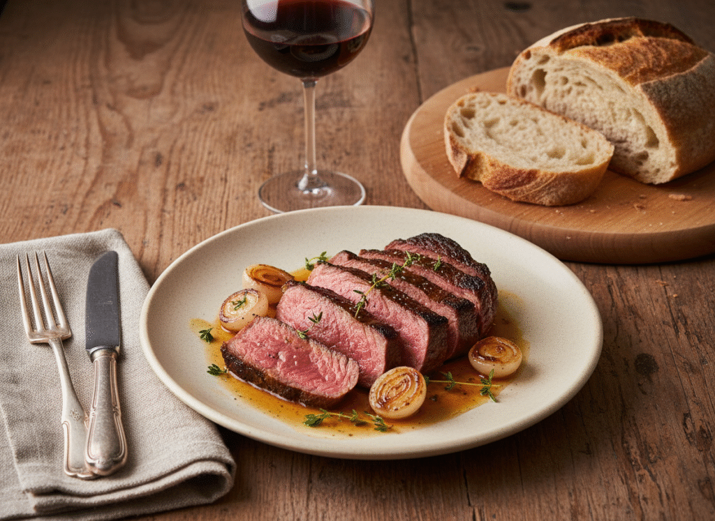 Recette bavette de bœuf bio flambée au cognac
