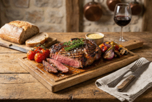 Cœur de basse côte grillé, façon steakhouse à la plancha