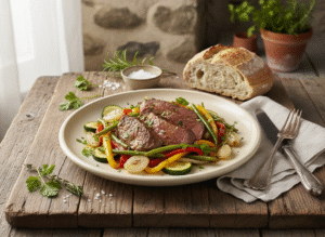 Merlan de bœuf tendre, façon sauté aux légumes croquants