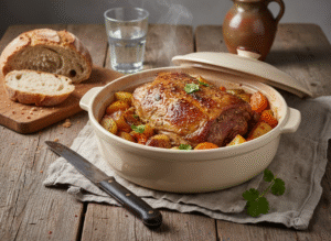 Épaule d’agneau confite aux épices et légumes fondants