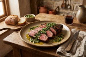 Picanha de bœuf grillée, sauce chimichurri
