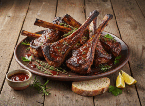 Ribs de bœuf caramélisés au barbecue, sauce épicée maison
