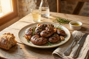 Rognon de veau grillé, marinade ail et herbes